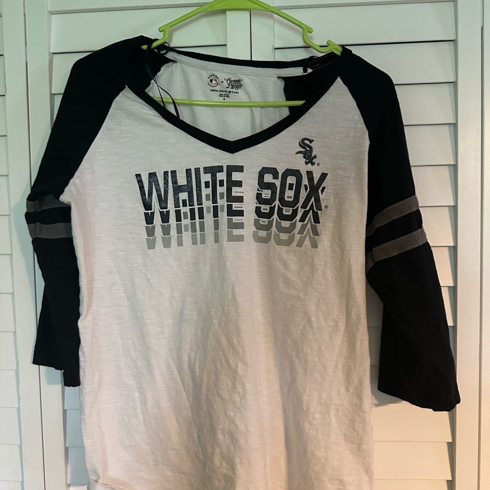 MLB White Sox Black and White Long Sleeve Tee